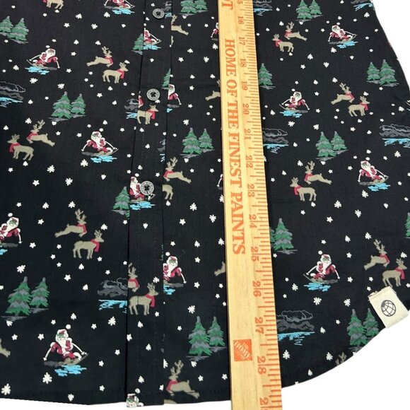 Free Planet‎ Skiing Santa Clause Christmas Button-Up Shirt - Men's Size Small - Picture 7 of 7